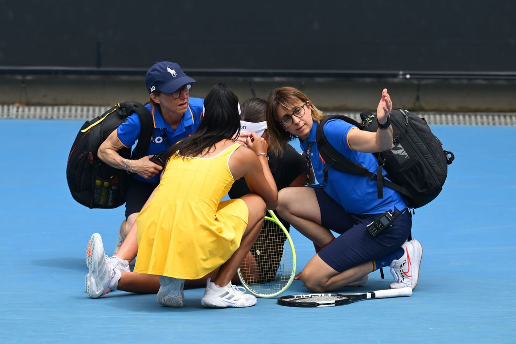 Hon comforted Stakusic in the midst of her cramping episode.